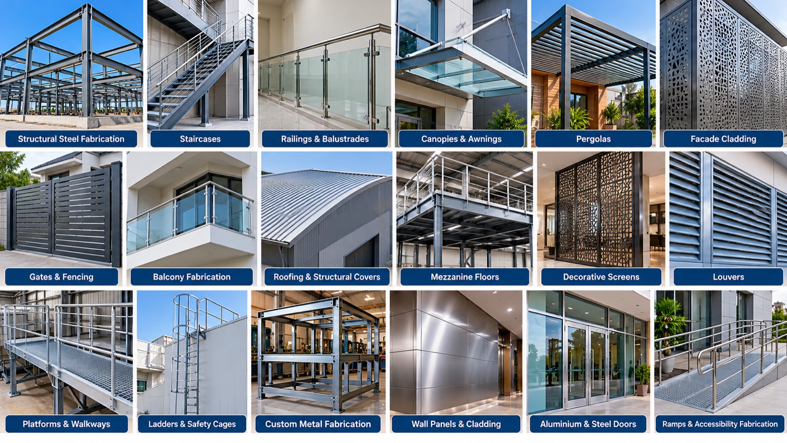Architectural fabrication: structural steel, staircases, railings, canopies, gates and cladding